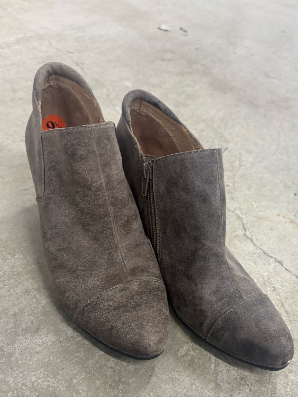 Naturalizer N5 Comfort Brown Suede Zip Block Heel Ankle Boots Women's Size 9.5